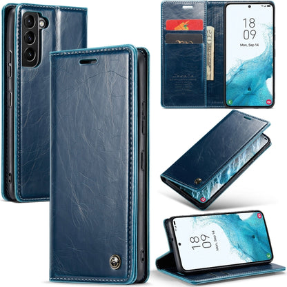 For Samsung Galaxy S22+ 5G CaseMe 003 Crazy Horse Texture Leather Phone Case(Blue) - Galaxy S22+ 5G Cases by CaseMe | Online Shopping UK | buy2fix