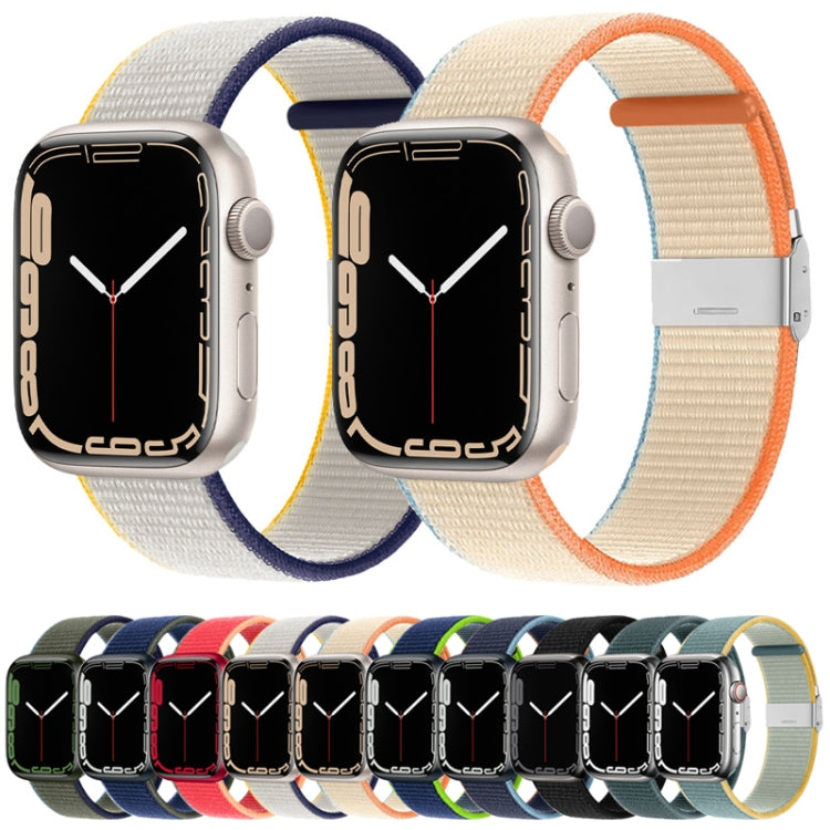 Metal Buckle Nylon Strap For Apple Watch Ultra 49mm / Series 8&7 45mm / SE 2&6&SE&5&4 44mm / 3&2&1 42mm(Bright Sun) - Watch Bands by buy2fix | Online Shopping UK | buy2fix