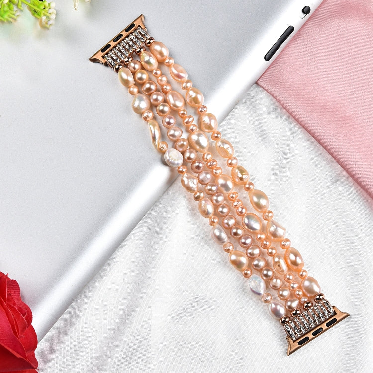 For Apple Watch 5 & 4 40mm / 3 & 2 & 1 38mm Pearl Crystal Watch Band(Natural Pearl) - Watch Bands by buy2fix | Online Shopping UK | buy2fix