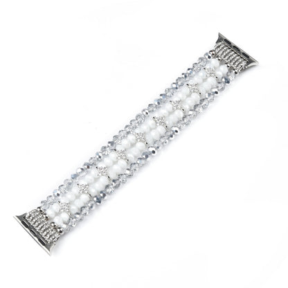 For Apple Watch 5 & 4 40mm / 3 & 2 & 1 38mm Pearl Crystal Watch Band(Crystal Porcelain White) - Watch Bands by buy2fix | Online Shopping UK | buy2fix