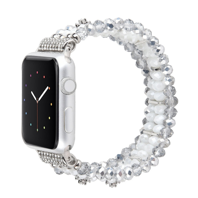 For Apple Watch 5 & 4 40mm / 3 & 2 & 1 38mm Pearl Crystal Watch Band(Crystal Porcelain White) - Watch Bands by buy2fix | Online Shopping UK | buy2fix