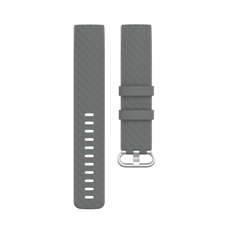 18mm Silver Color Buckle TPU Wrist Strap Watch Band for Fitbit Charge 4 / Charge 3 / Charge 3 SE, Size: S(Grey) - Watch Bands by buy2fix | Online Shopping UK | buy2fix