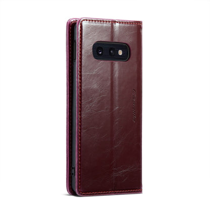 For Samsung Galaxy S10e CaseMe 003 Crazy Horse Texture Leather Phone Case(Wine Red) - Galaxy Phone Cases by CaseMe | Online Shopping UK | buy2fix