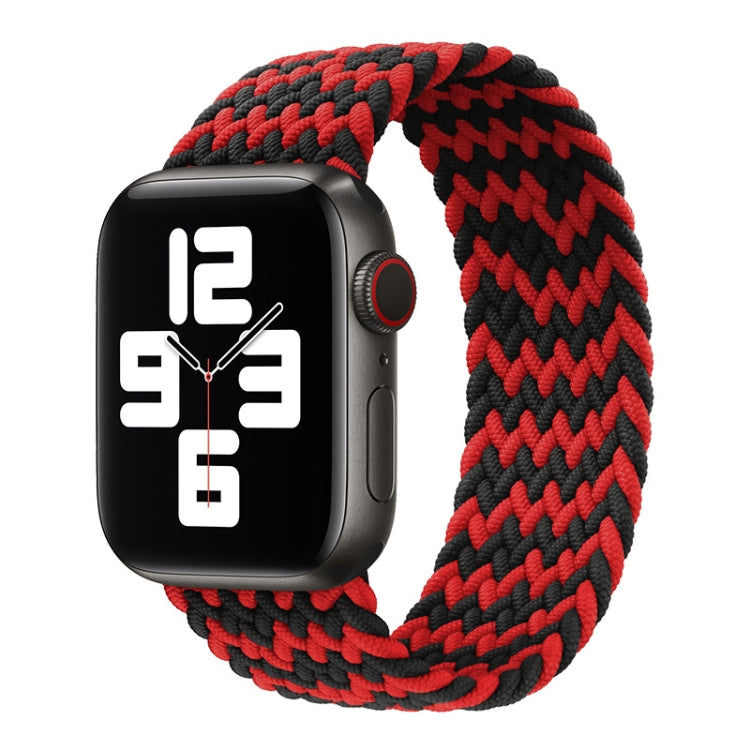 Nylon Single-turn Braided Watch Band For Apple Watch Ultra 49mm&Watch Ultra 2 49mm / Series 9&8&7 45mm / SE 3&SE 2&6&SE&5&4 44mm / 3&2&1 42mm, Length:135mm(W Black Red) - Watch Bands by buy2fix | Online Shopping UK | buy2fix