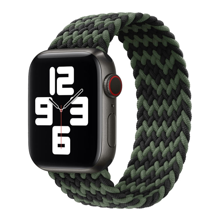 Nylon Single-turn Braided Watch Band For Apple Watch Ultra 49mm&Watch Ultra 2 49mm / Series 9&8&7 45mm / SE 3&SE 2&6&SE&5&4 44mm / 3&2&1 42mm, Length:165mm(W Black Green) - Watch Bands by buy2fix | Online Shopping UK | buy2fix