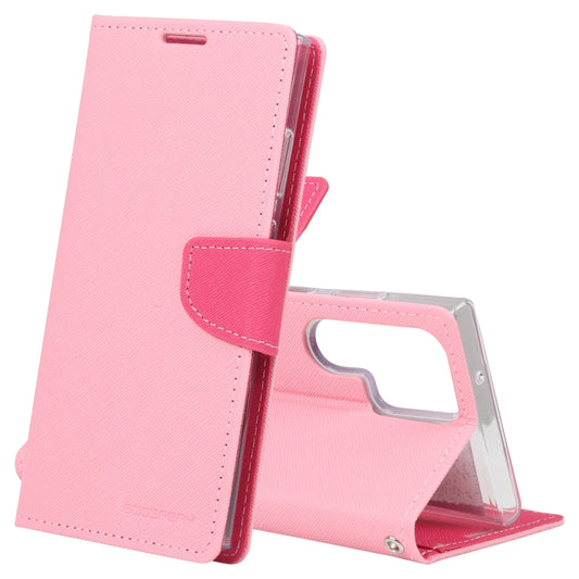 For Samsung Galaxy S23 Ultra 5G GOOSPERY FANCY DIARY Cross Texture Leather Phone Case(Pink) - Galaxy S23 Ultra 5G Cases by GOOSPERY | Online Shopping UK | buy2fix