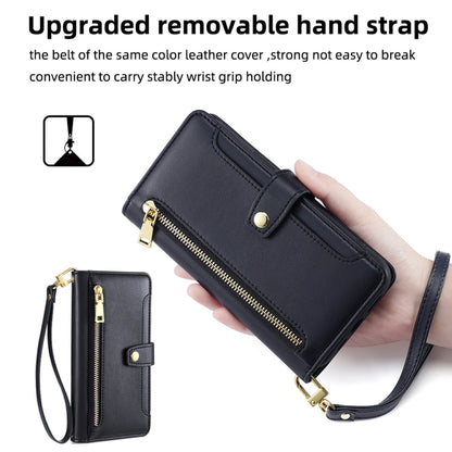 For Ulefone Note 12P Sheep Texture Cross-body Zipper Wallet Leather Phone Case(Black) - Ulefone Cases by buy2fix | Online Shopping UK | buy2fix