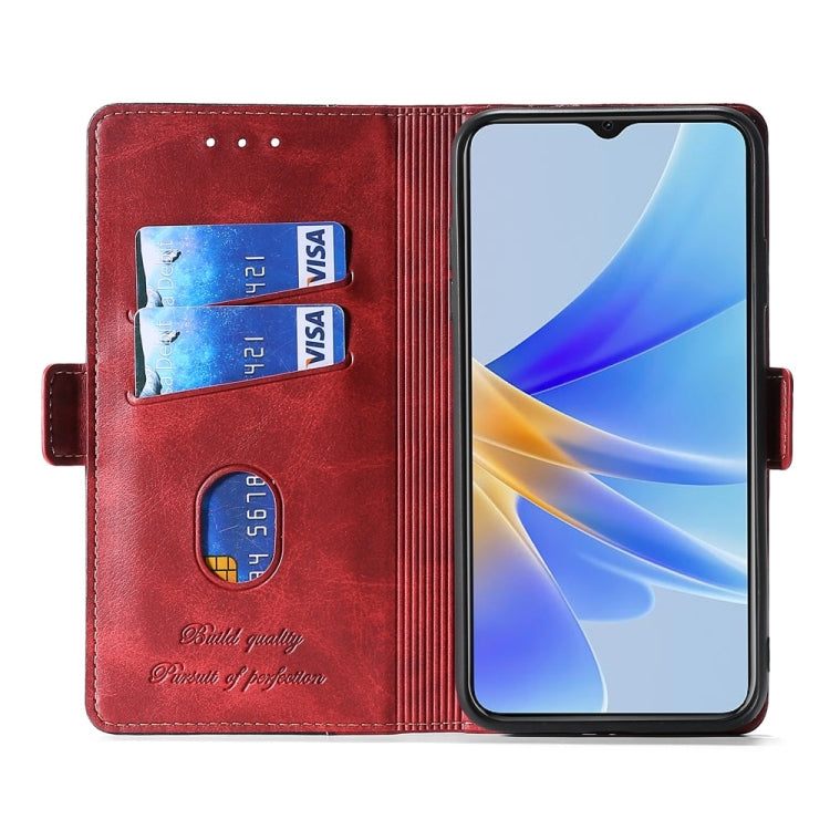 For OnePlus 11 Contrast Color Side Buckle Leather Phone Case(Red + Black) - OnePlus Cases by buy2fix | Online Shopping UK | buy2fix