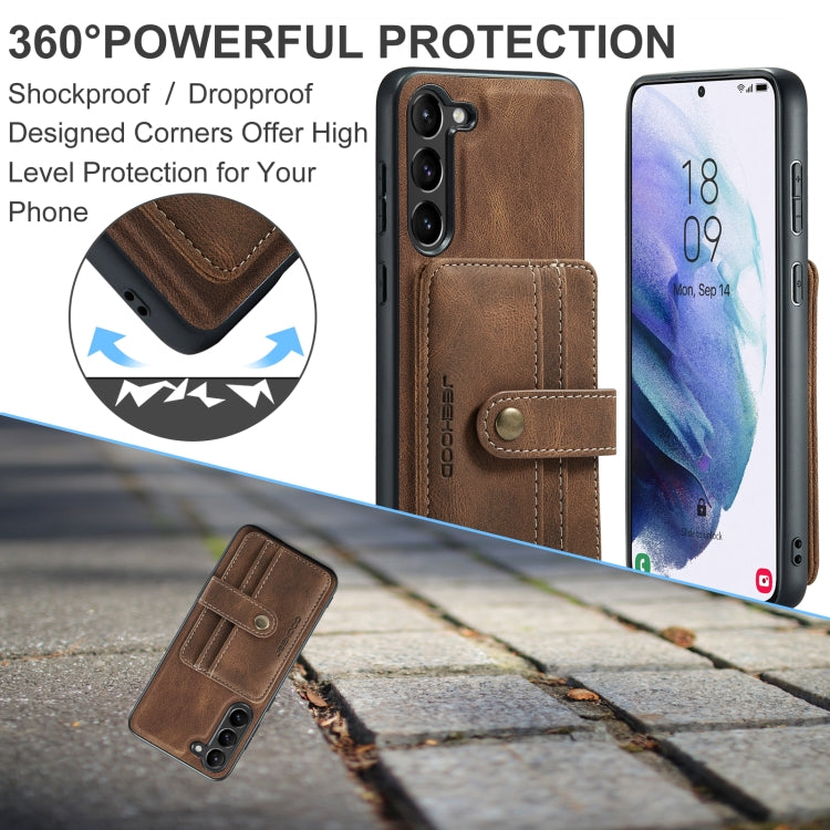 For Samsung Galaxy S24 5G JEEHOOD RFID Blocking Anti-Theft Magnetic Phone Case(Brown) - Galaxy S24 5G Cases by JEEHOOD | Online Shopping UK | buy2fix