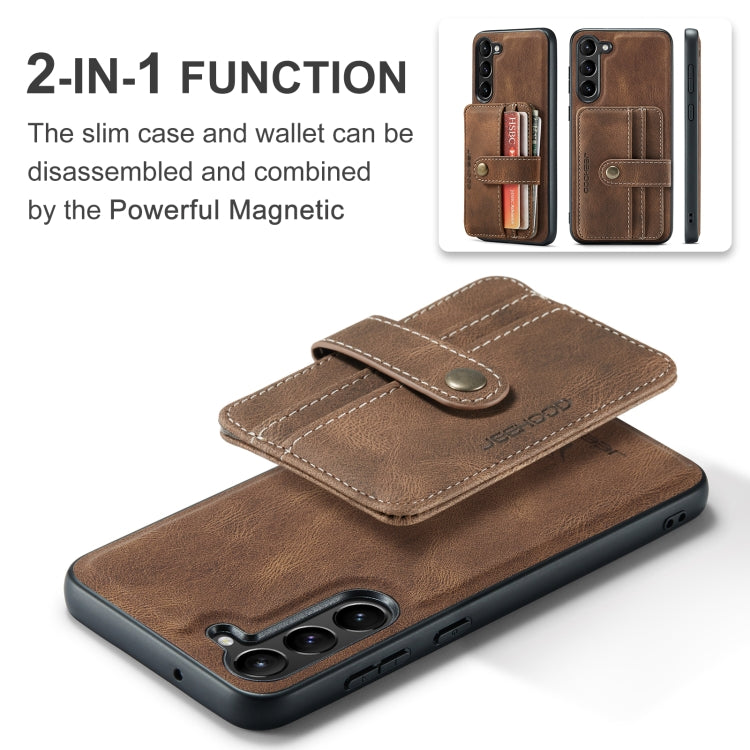 For Samsung Galaxy S24+ 5G JEEHOOD RFID Blocking Anti-Theft Magnetic Phone Case(Brown) - Galaxy S24+ 5G Cases by JEEHOOD | Online Shopping UK | buy2fix