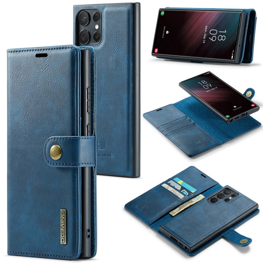 For Samsung Galaxy S23 Ultra 5G DG.MING Crazy Horse Texture Detachable Magnetic Leather Case(Blue) - Galaxy S23 Ultra 5G Cases by DG.MING | Online Shopping UK | buy2fix