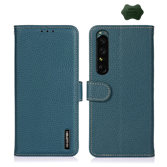 For Sony Xperia 1 IV KHAZNEH Litchi Genuine Leather Phone Case(Green) - Sony Cases by buy2fix | Online Shopping UK | buy2fix