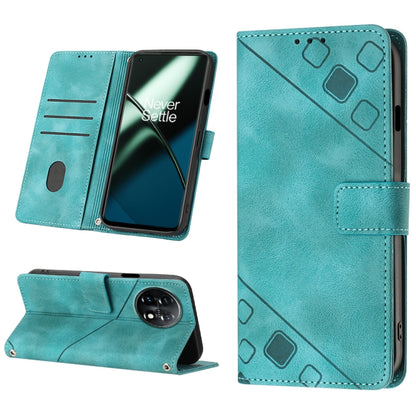 For OnePlus 11 Skin-feel Embossed Leather Phone Case(Green) - OnePlus Cases by buy2fix | Online Shopping UK | buy2fix