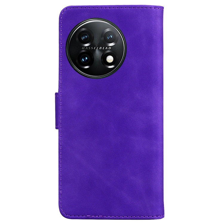 For OnePlus 11 Skin Feel Pure Color Flip Leather Phone Case(Purple) - OnePlus Cases by buy2fix | Online Shopping UK | buy2fix