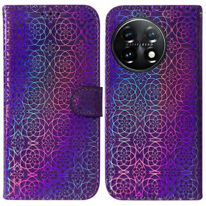 For OnePlus 11 Colorful Magnetic Buckle Leather Phone Case(Purple) - OnePlus Cases by buy2fix | Online Shopping UK | buy2fix