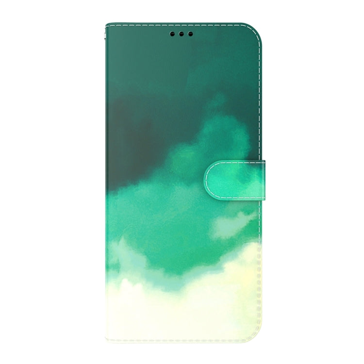 For OnePlus 11 Watercolor Pattern Flip Leather Phone Case(Cyan Green) - OnePlus Cases by buy2fix | Online Shopping UK | buy2fix