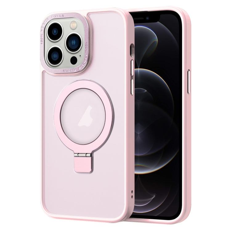 For iPhone 12 Pro Skin Feel MagSafe Magnetic Holder Phone Case(Pink) - iPhone 12 / 12 Pro Cases by buy2fix | Online Shopping UK | buy2fix