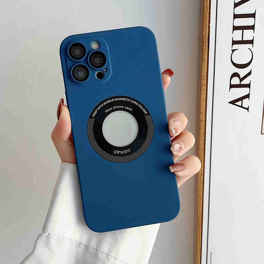 For iPhone 12 Skin Feel CD Texture MagSafe Magnetic Phone Case(Royal Blue) - iPhone 12 / 12 Pro Cases by buy2fix | Online Shopping UK | buy2fix