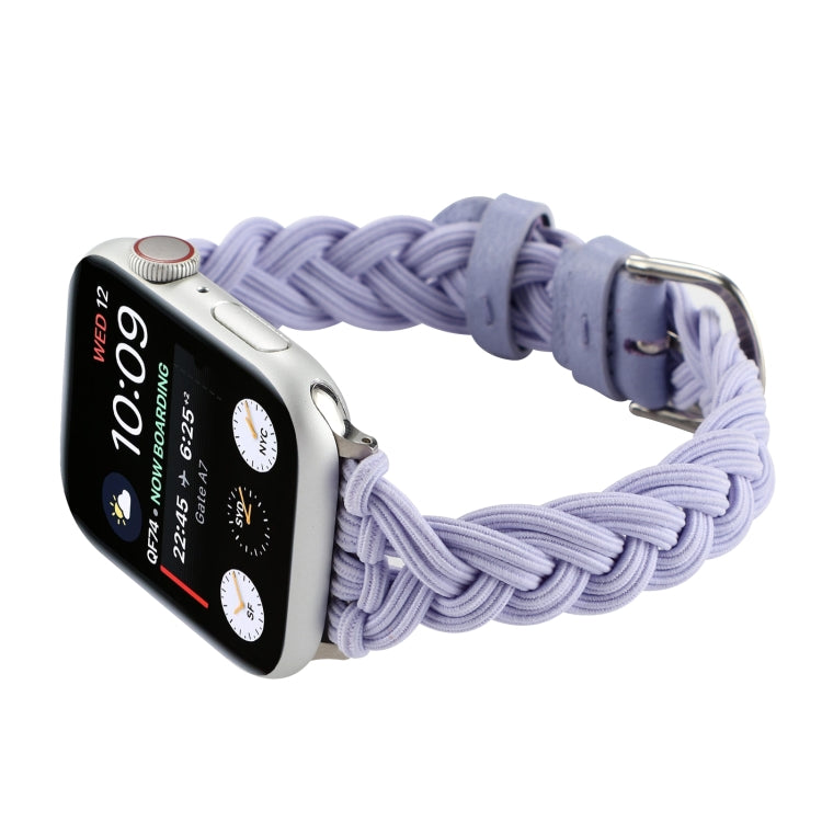 Single Elastic Nylon Braid Watch Band For Apple Watch Ultra 49mm&Watch Ultra 2 49mm / Series 9&8&7 45mm / SE 3&SE 2&6&SE&5&4 44mm / 3&2&1 42mm(Purple) - Watch Bands by buy2fix | Online Shopping UK | buy2fix