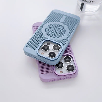 For iPhone 13 Pro Grid Cooling MagSafe Magnetic Phone Case(Grey Blue) - iPhone 13 Pro Cases by buy2fix | Online Shopping UK | buy2fix