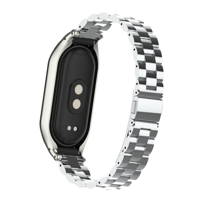 For Xiaomi Mi Band 8 Integrated Metal Case + Three-bead Watch Band(Silver) - Watch Bands by buy2fix | Online Shopping UK | buy2fix