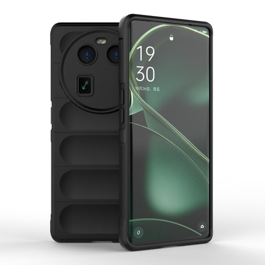 For OPPO Find X6 5G Magic Shield TPU + Flannel Phone Case(Black) - OPPO Cases by buy2fix | Online Shopping UK | buy2fix