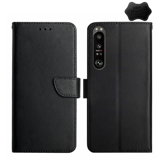 For Sony Xperia 1 V Genuine Leather Fingerprint-proof Horizontal Flip Phone Case(Black) - Sony Cases by buy2fix | Online Shopping UK | buy2fix