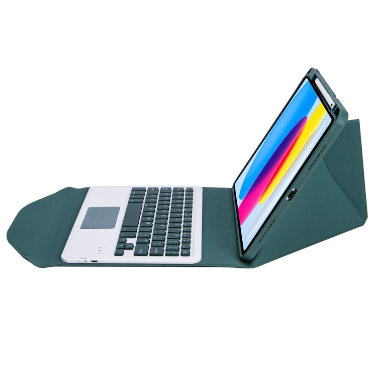 Z10B-A For iPad 10th Gen 10.9 2022 Pen Slot Touchpad Bluetooth Keyboard Leather Tablet Case(Green) - Universal by buy2fix | Online Shopping UK | buy2fix