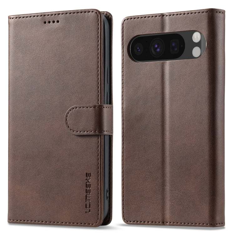 For Google Pixel 9 / 9 Pro LC.IMEEKE Calf Texture Flip Leather Phone Case(Brown) - Google Cases by LC.IMEEKE | Online Shopping UK | buy2fix