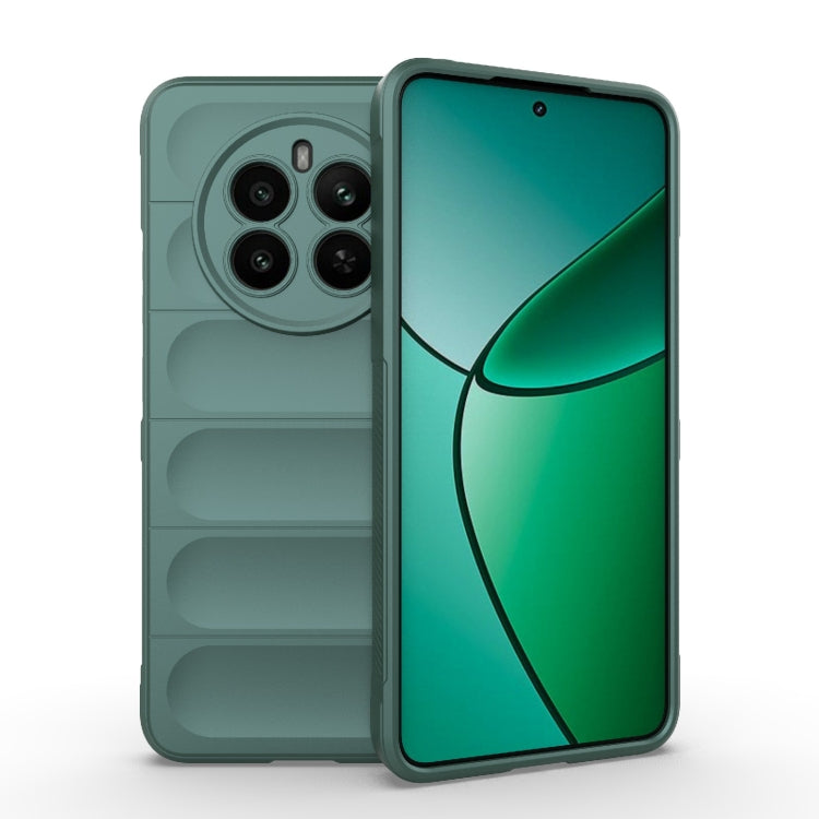 For Realme 12+ 5G Global Magic Shield TPU + Flannel Phone Case(Dark Green) - Realme Cases by buy2fix | Online Shopping UK | buy2fix