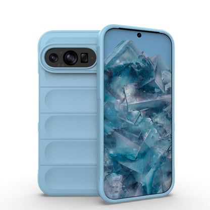 For Google Pixel 9 5G Global Magic Shield TPU + Flannel Phone Case(Light Blue) - Google Cases by buy2fix | Online Shopping UK | buy2fix