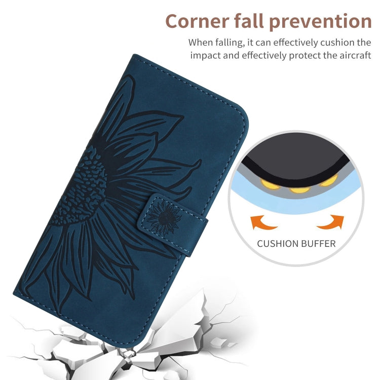 For Xiaomi 14 Pro Skin Feel Sun Flower Embossed Flip Leather Phone Case with Lanyard(Inky Blue) - 14 Pro Cases by buy2fix | Online Shopping UK | buy2fix