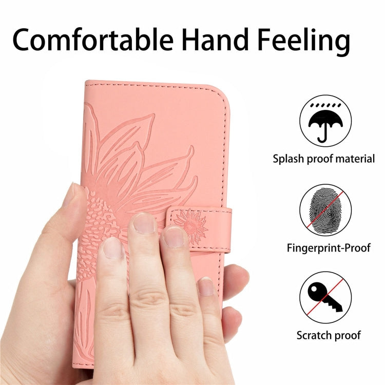 For Xiaomi 14 Ultra Skin Feel Sun Flower Embossed Flip Leather Phone Case with Lanyard(Pink) - 14 Ultra Cases by buy2fix | Online Shopping UK | buy2fix