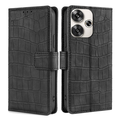 For Xiaomi Redmi Turbo 3 5G Skin Feel Crocodile Magnetic Clasp Leather Phone Case(Black) - 13 Ultra Cases by buy2fix | Online Shopping UK | buy2fix