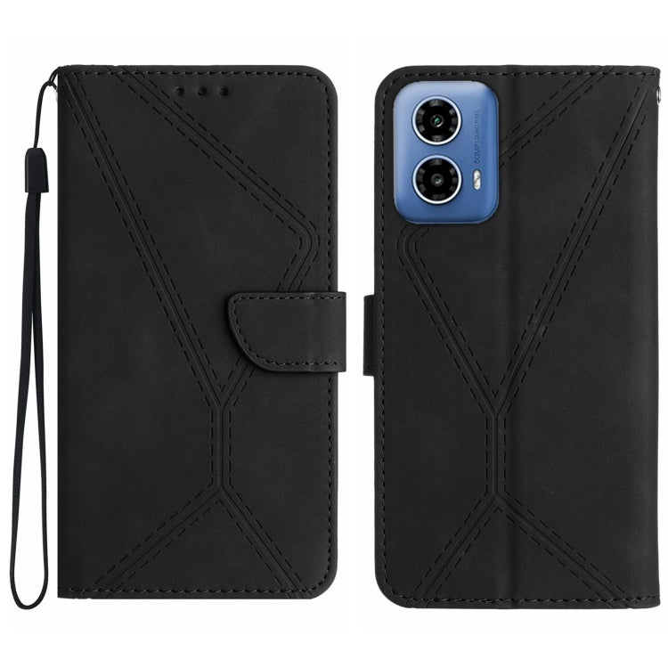 For Motorola Moto G34 5G Stitching Embossed Leather Phone Case(Black) - Motorola Cases by buy2fix | Online Shopping UK | buy2fix