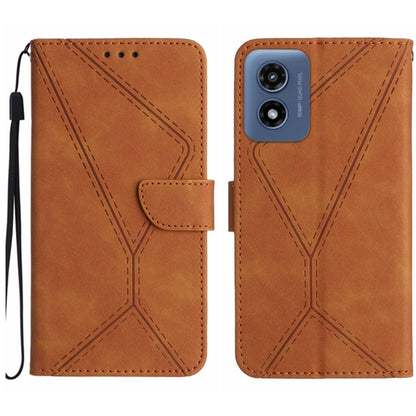 For Motorola Moto G Play 5G 2024 Stitching Embossed Leather Phone Case(Brown) - Motorola Cases by buy2fix | Online Shopping UK | buy2fix
