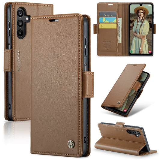 For Samsung Galaxy A15 4G/5G CaseMe 023 Butterfly Buckle Litchi Texture RFID Anti-theft Leather Phone Case(Brown) - Galaxy Phone Cases by CaseMe | Online Shopping UK | buy2fix