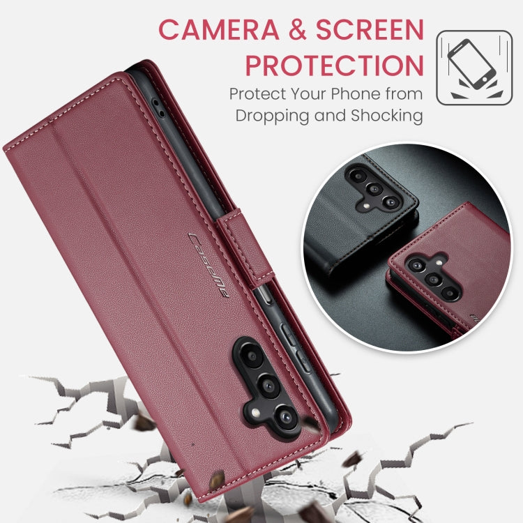 For Samsung Galaxy A15 4G/5G CaseMe 023 Butterfly Buckle Litchi Texture RFID Anti-theft Leather Phone Case(Wine Red) - Galaxy Phone Cases by CaseMe | Online Shopping UK | buy2fix