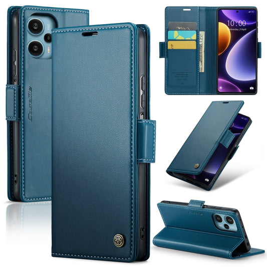 For Xiaomi Poco F5 5G/Redmi Note 12 Turbo 5G CaseMe 023 Butterfly Buckle Litchi Texture RFID Anti-theft Leather Phone Case(Blue) - Xiaomi Cases by CaseMe | Online Shopping UK | buy2fix