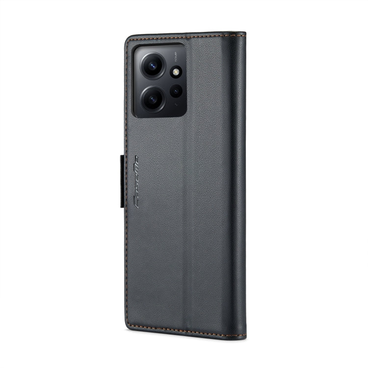 For Xiaomi Redmi Note 12 4G Global CaseMe 023 Butterfly Buckle Litchi Texture RFID Anti-theft Leather Phone Case(Black) - Xiaomi Cases by CaseMe | Online Shopping UK | buy2fix