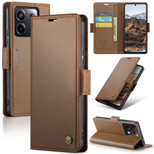 For Xiaomi Poco X6 5G CaseMe 023 Butterfly Buckle Litchi Texture RFID Anti-theft Leather Phone Case(Brown) - Xiaomi Cases by CaseMe | Online Shopping UK | buy2fix