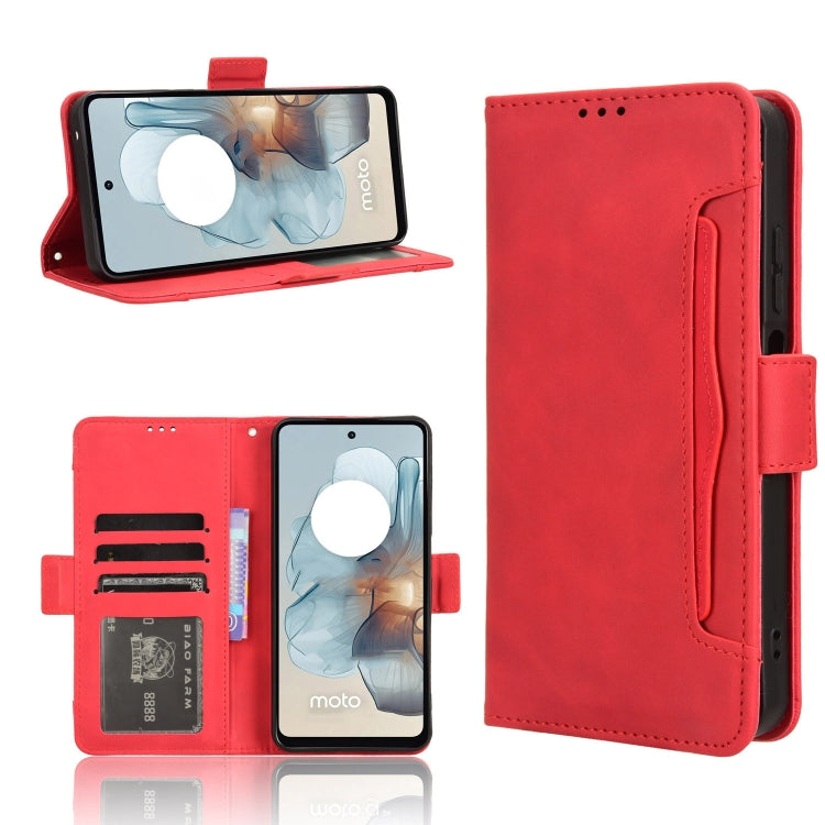 For Motorola Moto G34 5G Skin Feel Calf Texture Card Slots Leather Phone Case(Red) - Motorola Cases by buy2fix | Online Shopping UK | buy2fix