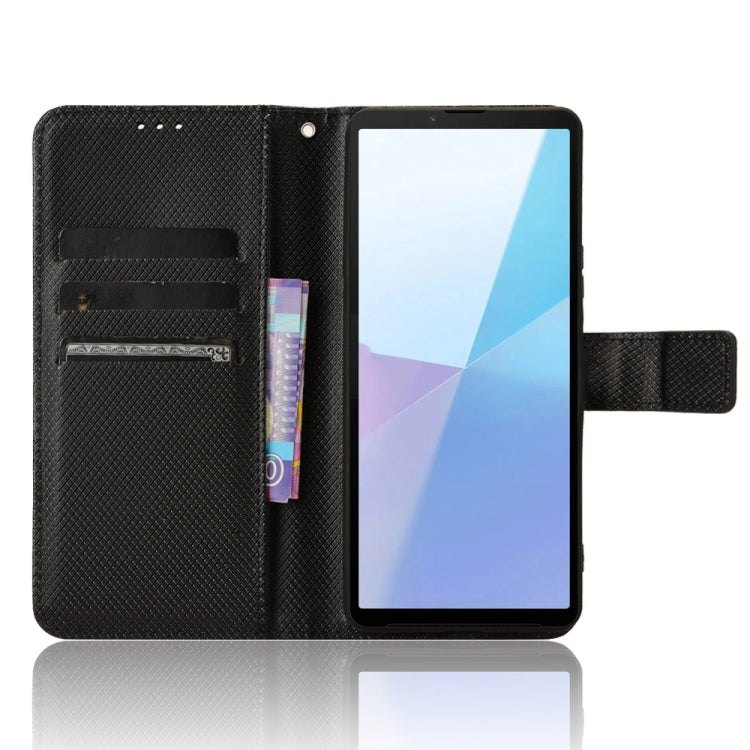 For Sony Xperia 10 VI 2024 Diamond Texture Leather Phone Case(Black) - Sony Cases by buy2fix | Online Shopping UK | buy2fix