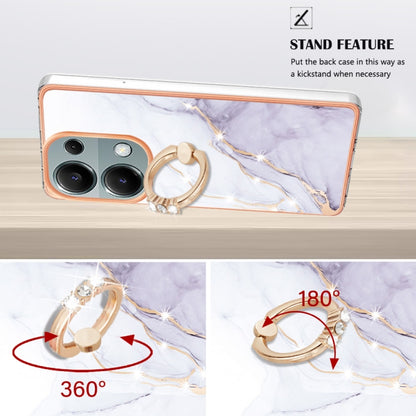 For Xiaomi Redmi Note 13 Pro 4G/Poco M6 Pro 4G Electroplating Marble IMD TPU Phone Case with Ring Holder(White 006) - Note 13 Pro Cases by buy2fix | Online Shopping UK | buy2fix