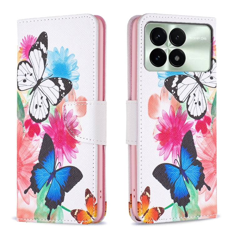 For Xiaomi Redmi K70 / K70 Pro Colored Drawing Pattern Leather Phone Case(Butterflies) - K70 Pro Cases by buy2fix | Online Shopping UK | buy2fix