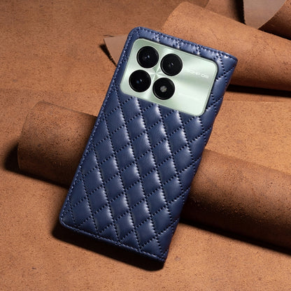 For Xiaomi Redmi K70 / K70 Pro Diamond Lattice Magnetic Leather Flip Phone Case(Blue) - K70 Pro Cases by buy2fix | Online Shopping UK | buy2fix