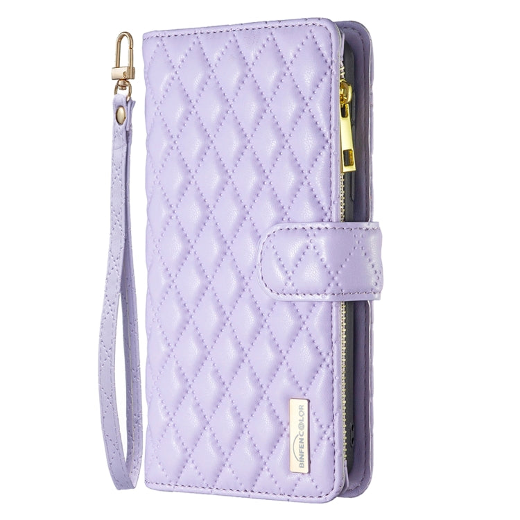 For Xiaomi Redmi K70 / K70 Pro Diamond Lattice Zipper Wallet Leather Flip Phone Case(Purple) - K70 Pro Cases by buy2fix | Online Shopping UK | buy2fix