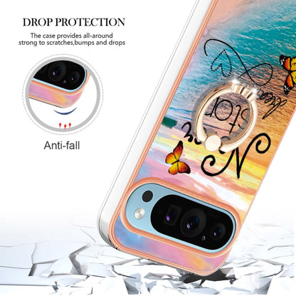 For Google Pixel 9 / 9 Pro Electroplating IMD TPU Phone Case with Ring(Dream Butterfly) - Google Cases by buy2fix | Online Shopping UK | buy2fix