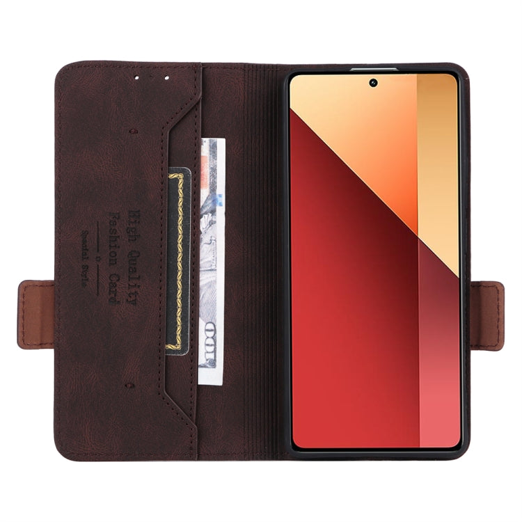 For Xiaomi Redmi Note 13 Pro 4G Magnetic Clasp Leather Phone Case(Brown) - Xiaomi Cases by buy2fix | Online Shopping UK | buy2fix