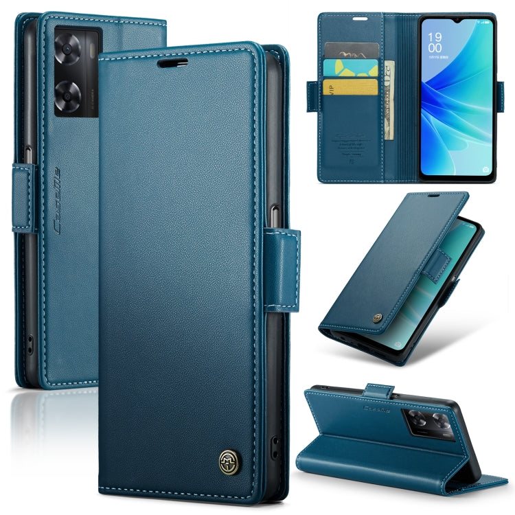 For OPPO A77s CaseMe 023 Butterfly Buckle Litchi Texture RFID Anti-theft Leather Phone Case(Blue) - OPPO Cases by CaseMe | Online Shopping UK | buy2fix